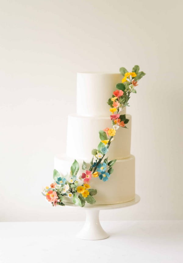 Fleurie wedding cake 2016 with colourful sugar flowers by The Abigail Bloom Cake Company