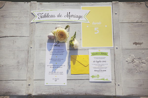 Yellow spring wedding stationery