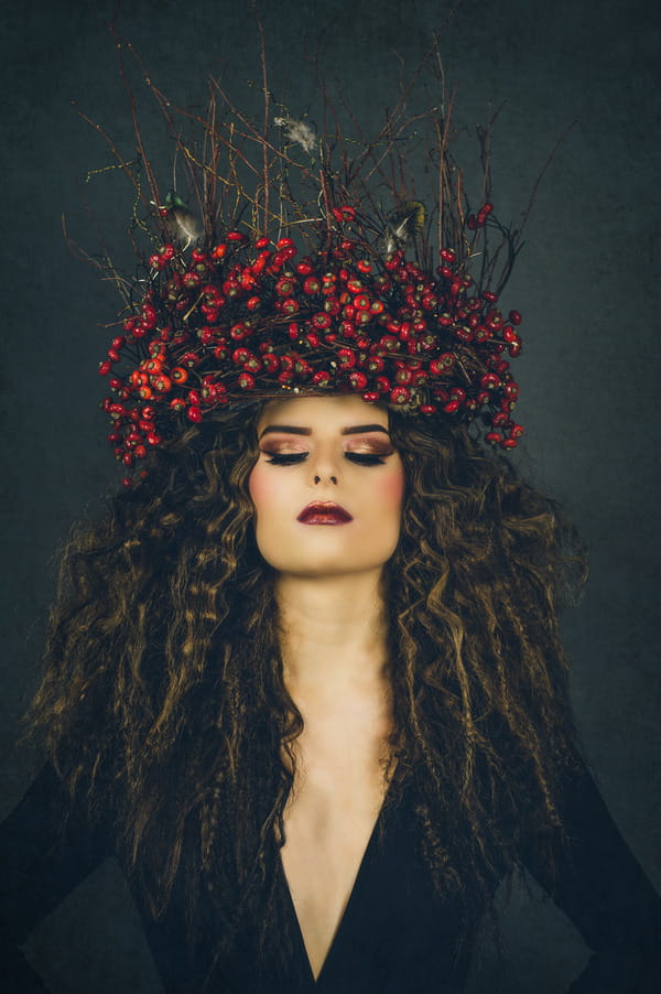 Bride with winter berry crown