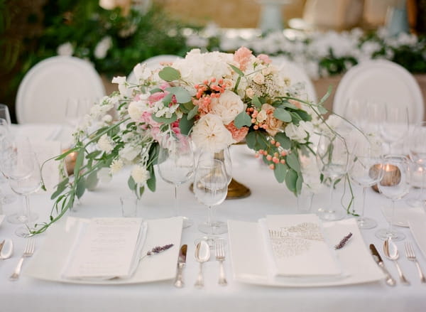 Pastel floral wedding table display