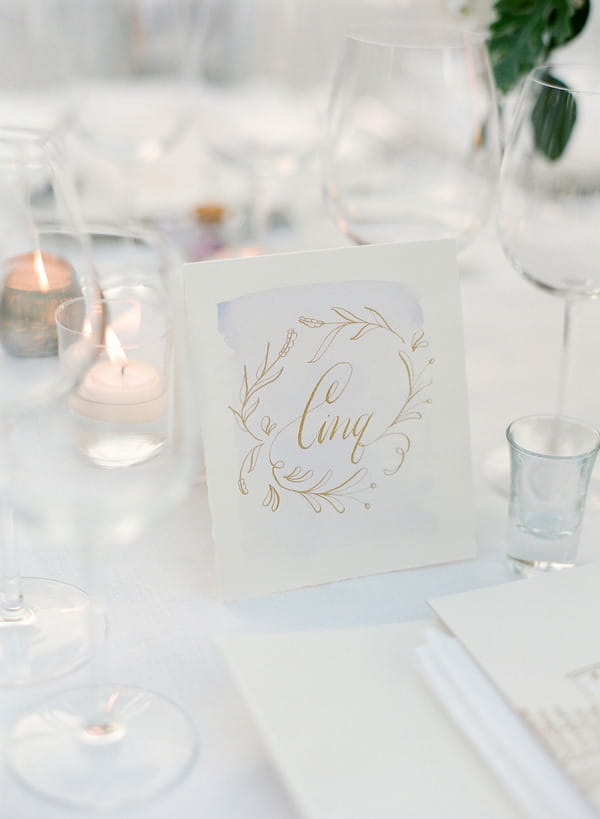 Wedding place name with copper lettering