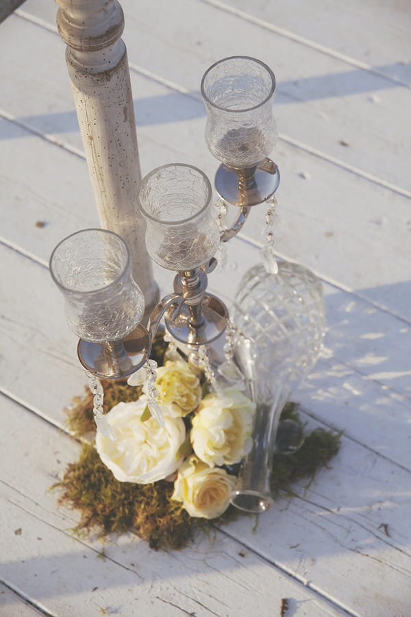 Crystal wedding decorations with yellow flowers