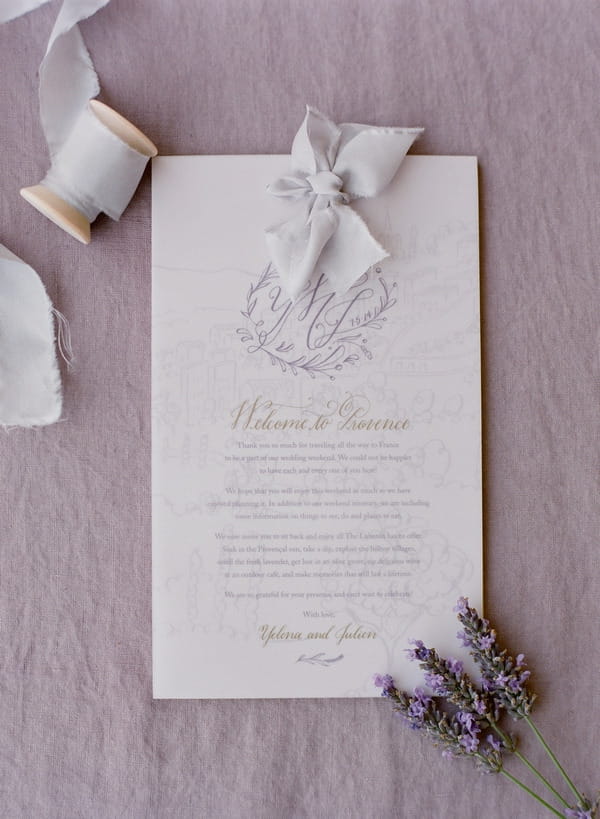 Wedding invitation with lavender