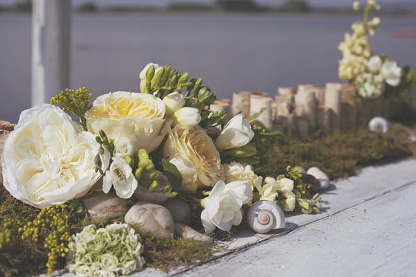 Spring wedding flowers with shells