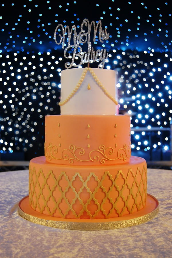 Burnt Orange and Gold Moroccan Cake - Tiers of Happiness