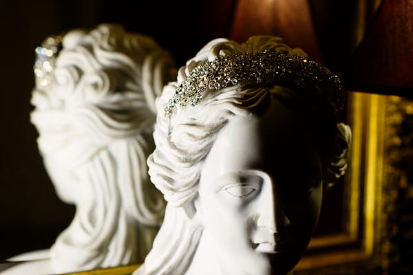 Bride's headband on statue