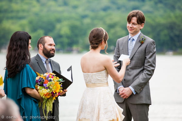 Bride reading wedding vows