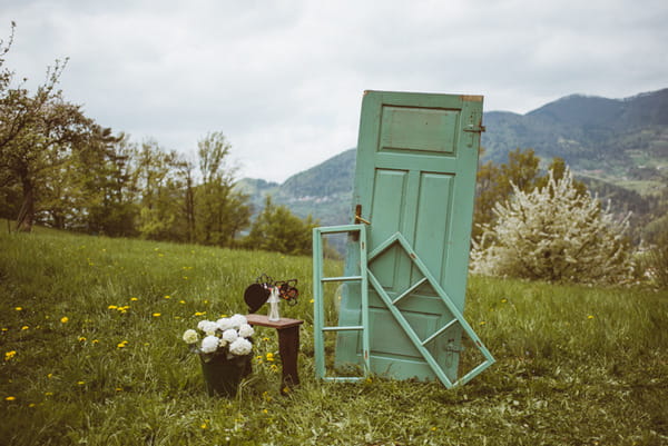 Rustic doors as wedding photo booth props