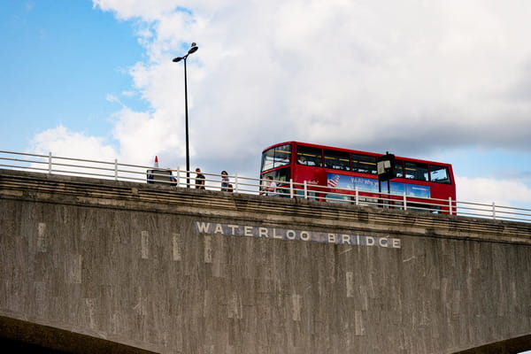 Bus going over Waterloo Bridge