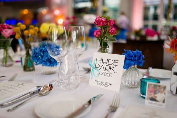 Wedding table with Hyde Park table name