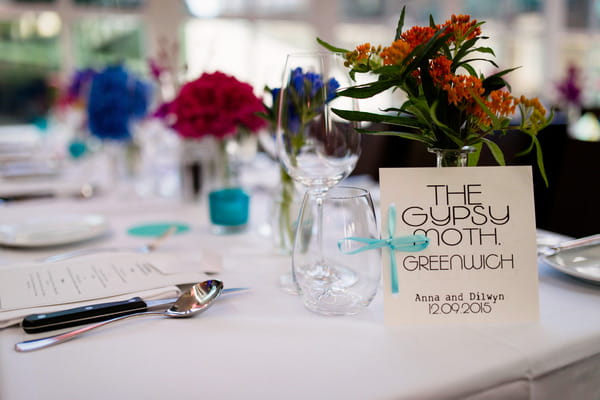 Wedding table with The Gypsy Moth table name