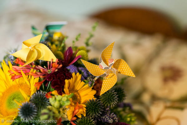 Pinwheel in wedding bouquet