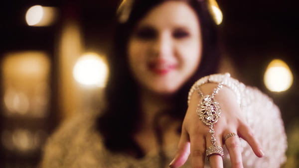 Bride showing hand jewellery