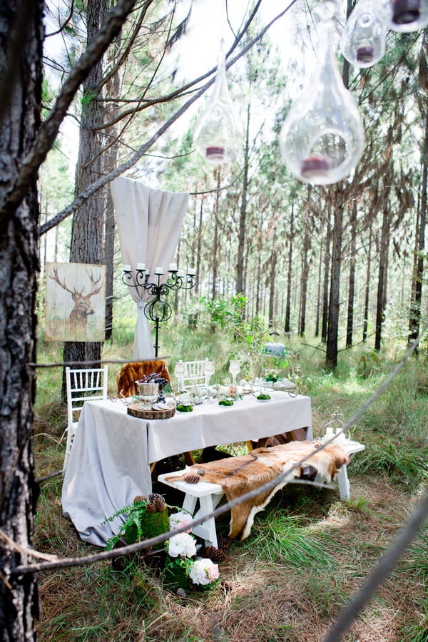 Wedding table in woodland
