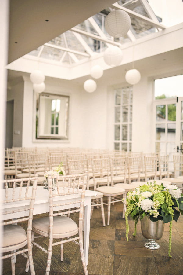 Wedding ceremony seating in Woodhill Hall