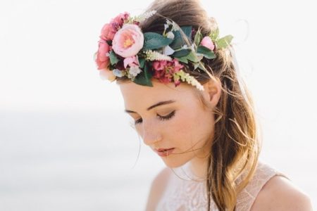 Bride wearing beautiful flower crown - Picture by Rebecca Goddard Photography