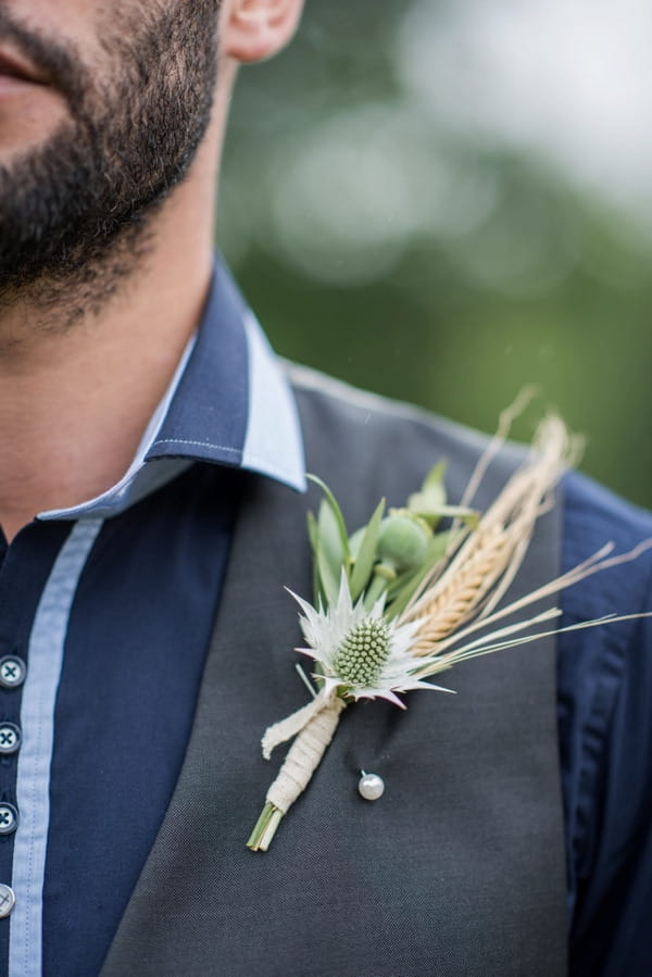 Groom's rustic thistle buttonhole