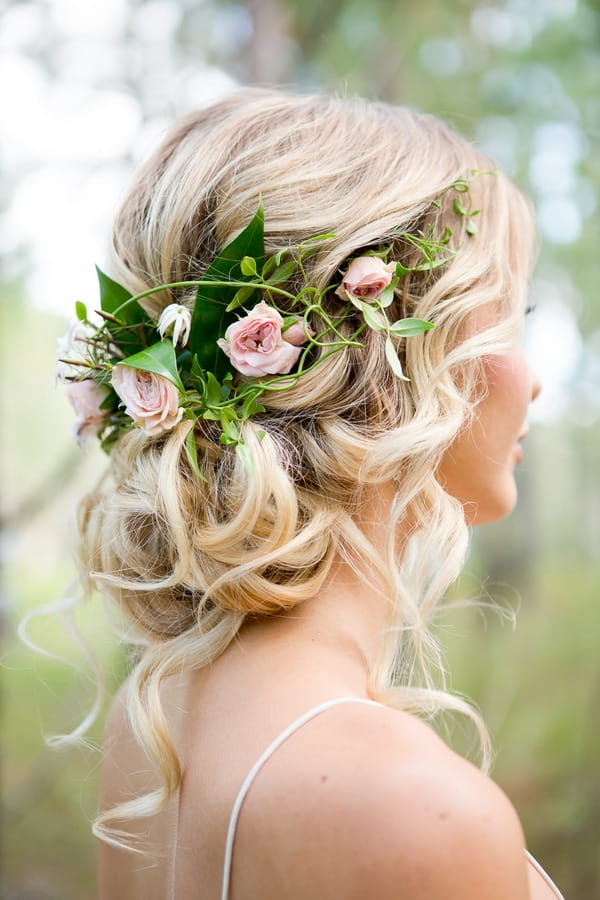 Bride's floral hairpiece