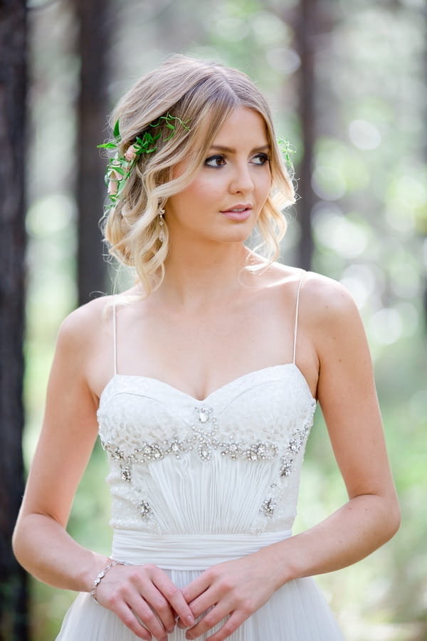 Bride with floral hairpiece