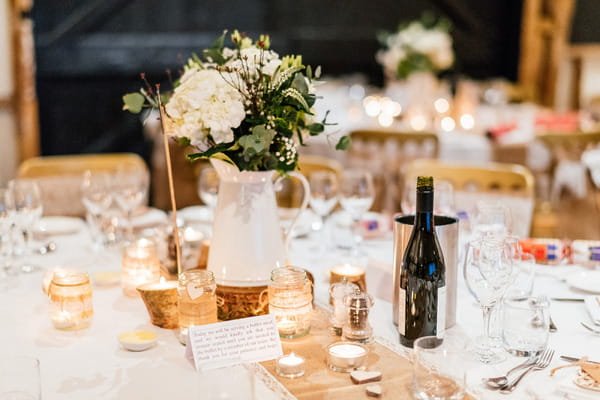 Wedding table flowers in jug