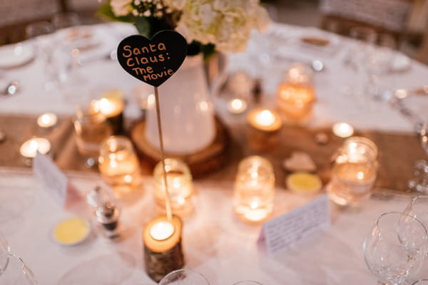 Tea lights on wedding table