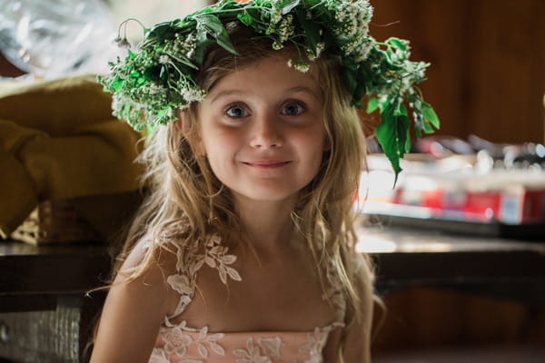 Flower girl wearing flower crown