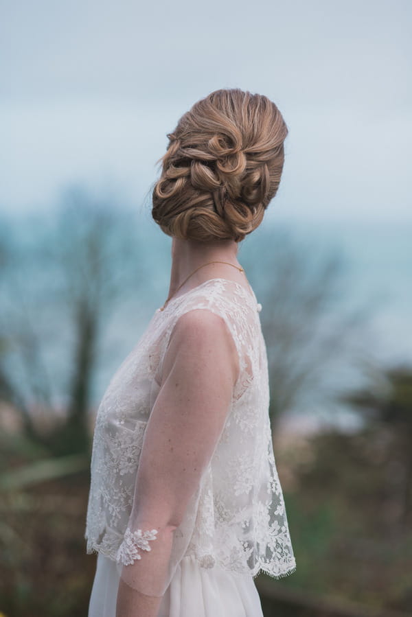 Bride's updo wedding hairstyle