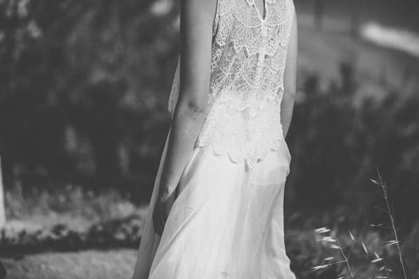 Lace detail on back of bride's dress