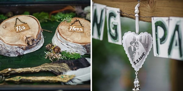 His and hers on lg slices and heart with wedding picture