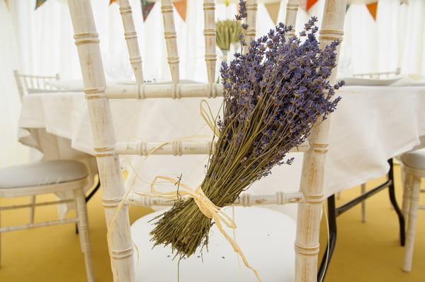 Lavender tied to back of wedding chair