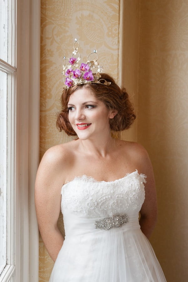 Bride wearing headpiece