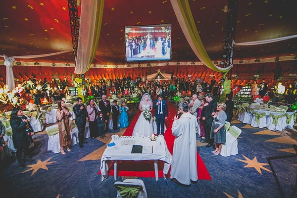 Wedding ceremony in Tony Caluga Circus tent