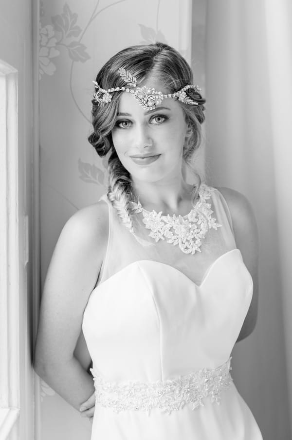 Bride with boho headband and large necklace