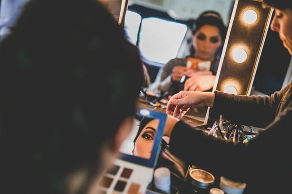 Bride looking at make-up