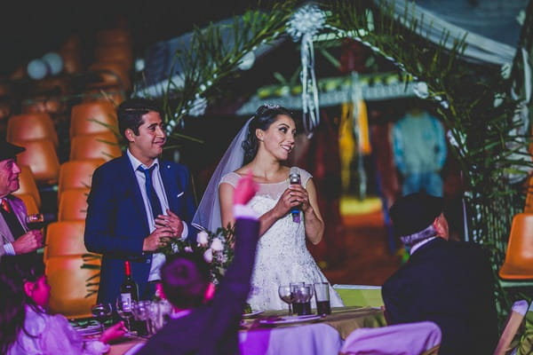 Bride giving wedding speech