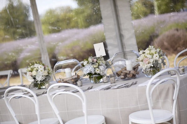 Neutral wedding table decor