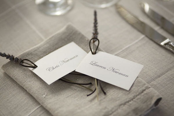 Bride and groom wedding place cards