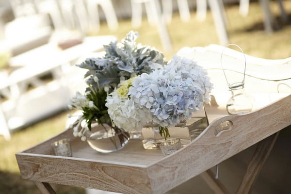 Neutral coloured wedding table flowers