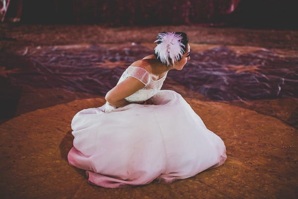 Bride crouching