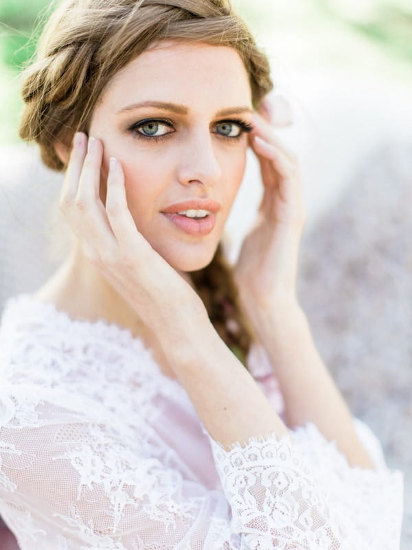 Bohemian bride with plait hairstyle