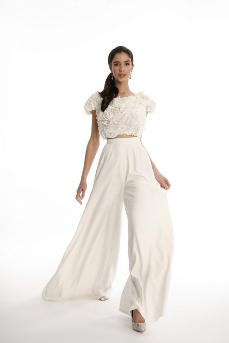 Blanche Wedding Crop Top and Palazzo Pants - Eugenia Couture Joy Spring 2017 Bridal Collection
