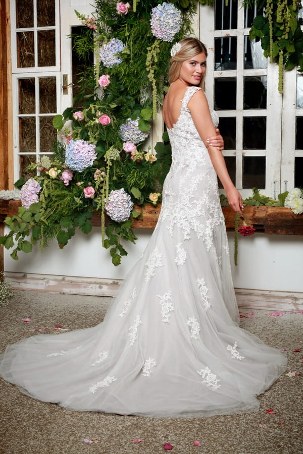Back of Finley Wedding Dress in Dove Grey - Amanda Wyatt She Walks with Beauty 2017 Bridal Collection