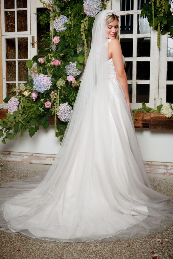 Back of North Wedding Dress in Dove Grey - Amanda Wyatt She Walks with Beauty 2017 Bridal Collection