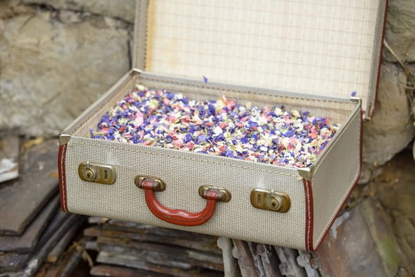 Vintage Suitcase Full of Confetti - Fun Ways to Display Confetti