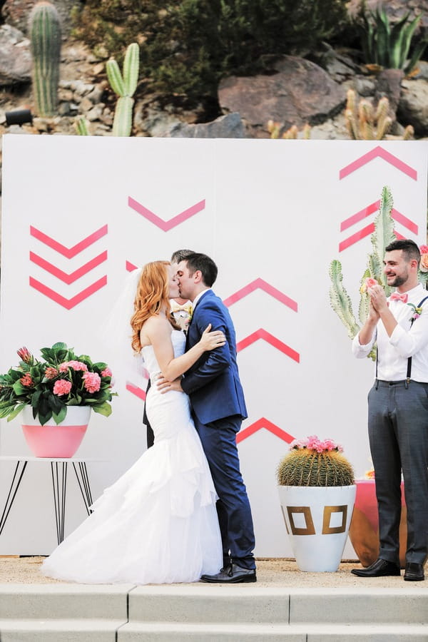 Katie Leclerc and Brian Habecost wedding kiss