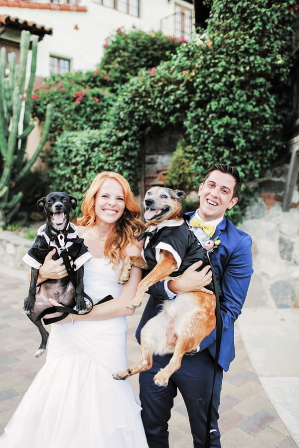 Katie Leclerc and Brian Habecost holding dogs