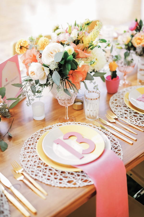 Wedding place setting with 13 on plate