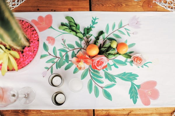 Wedding table runner with fruit