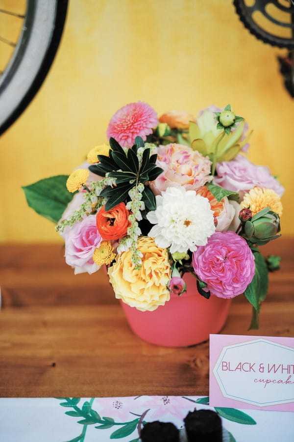 Vase of colourful flowers