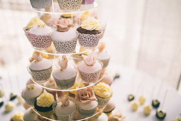 Tiers of wedding cupcakes